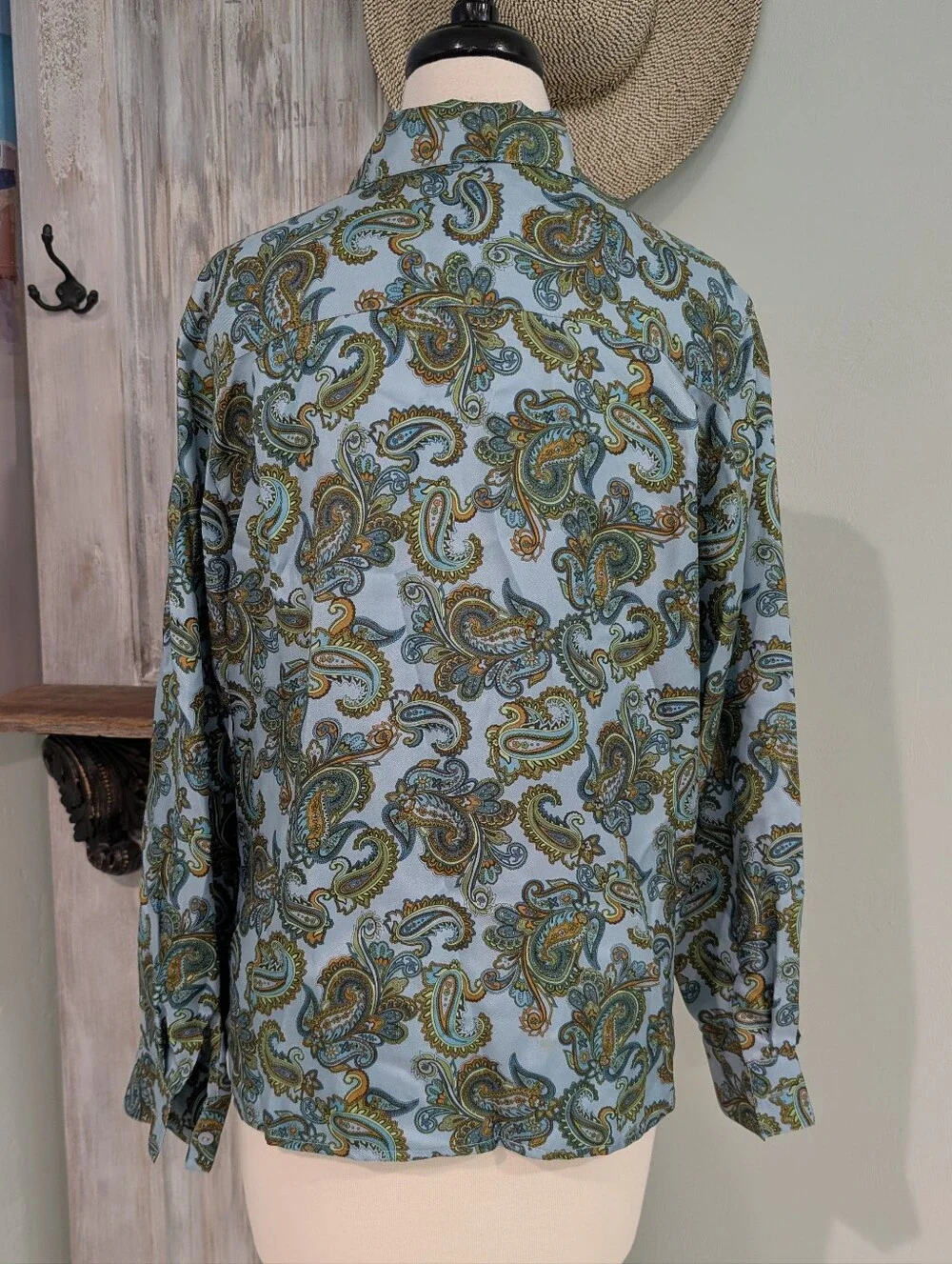 Pendleton Light Blue Silk Paisley Button Down Blouse - Picture 3 of 6